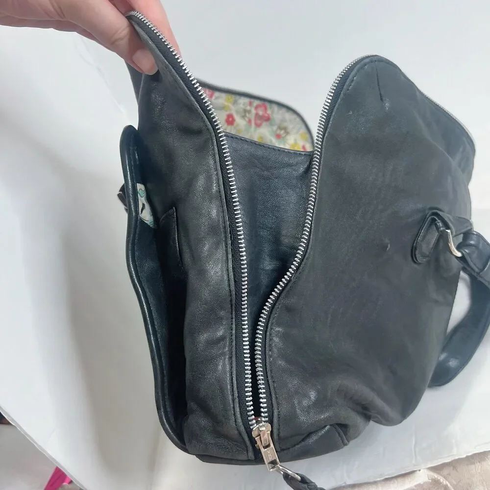 Latico Black Leather Laptop Bag Satchel Messenger Bag Work Bag